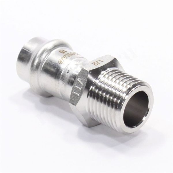 Переходник 15-1/2", WAAG Heavy Inox, пресс-резьба, нар., сталь нержавеющая