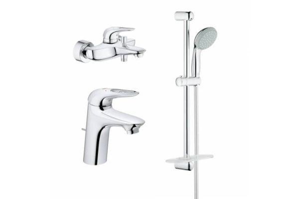 Душевой набор GROHE Eurostyle New с душевым гарнитуром и полочкой, хром (124416)