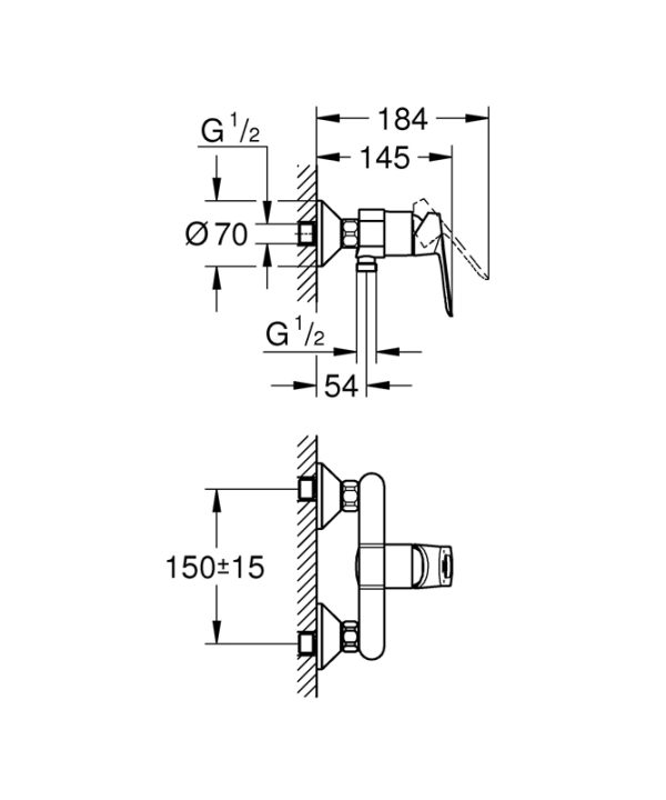 Смеситель для душа GROHE BauLoop, хром (23634000)