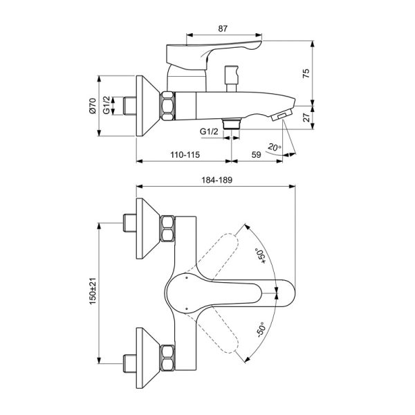 Ideal Standard ALPHA BD004AA Набор 3-в-1 Смесители и душевой гарнитур