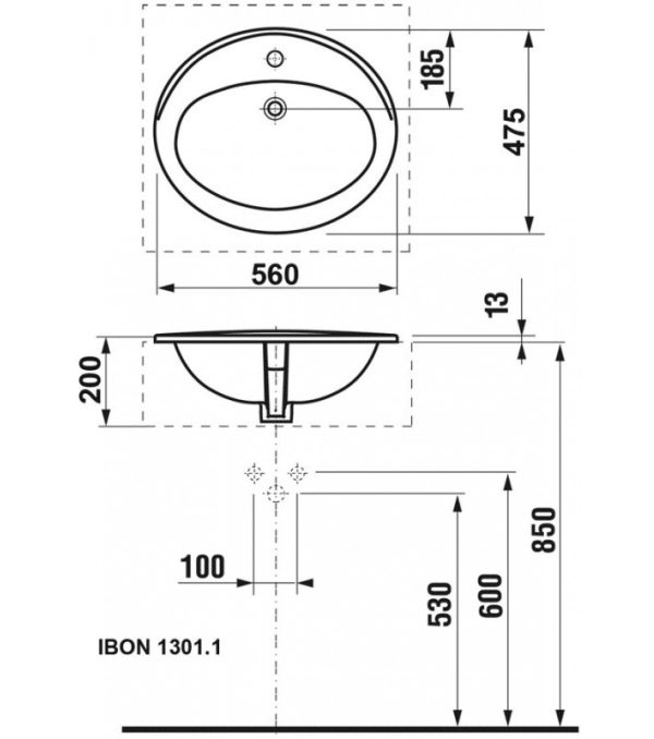 Раковина Roca ADORA 560x470х200 мм., белая (7.3272.0.300.0)