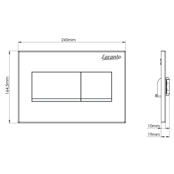 Кнопка смыва Loranto KARE механическая, двойная, черный матовый