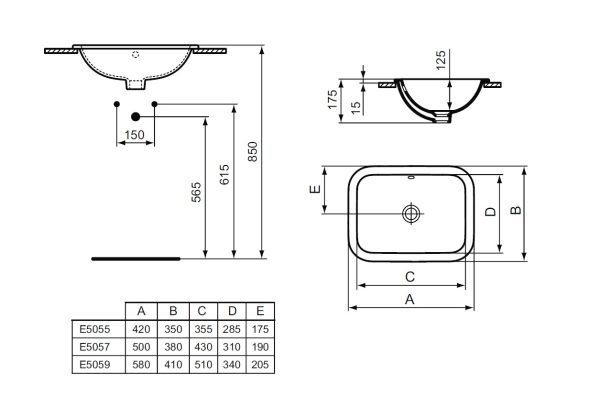 Раковина Ideal Standard CONNECT 58х41 см., белая (E505901)