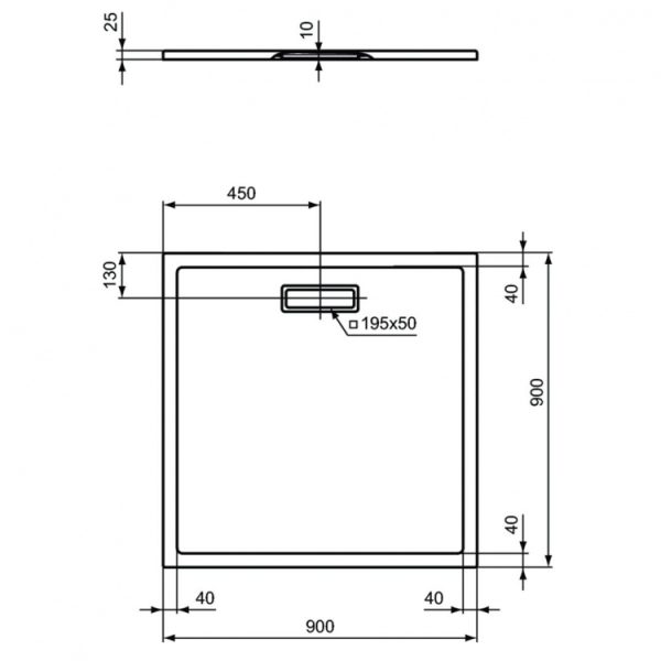 Душевой поддон Ideal Standard ULTRAFLAT NEW 900x900x25 ультратонкий, акриловый квадратный, черный (T