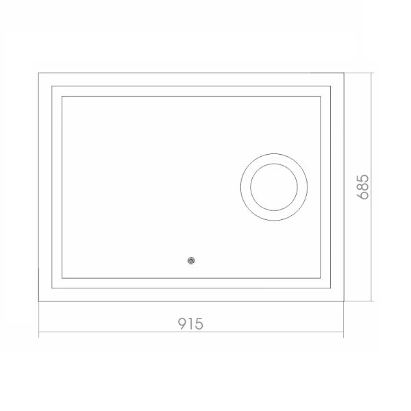 Зеркало AZARIO Оптима 915х685, LED-подсветка с диммером 2 режима, сенсорный выключатель, увеличитель