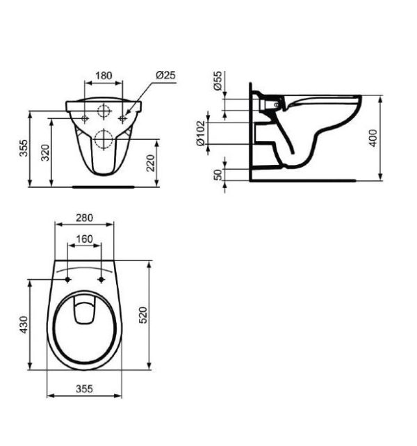 Унитаз подвесной Ideal Standard Eurovit безободковый, с сиденьем микролифт (K881201)