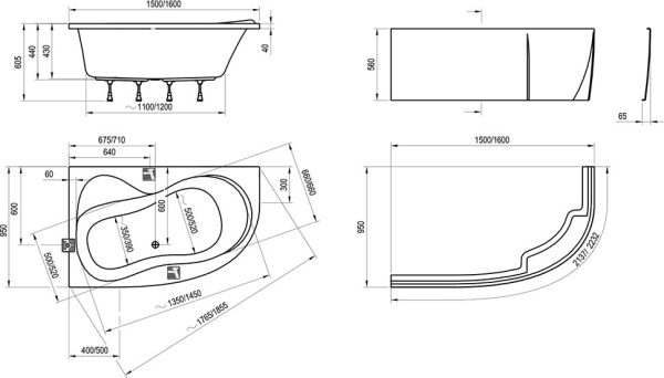 Ванна акриловая Ravak ROSA 150x95 правая белая