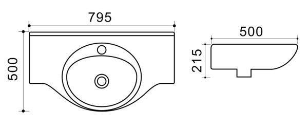 Раковина подвесная Azario 795x500x215, белый (TEO-80)