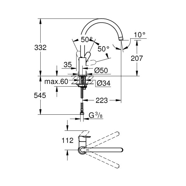 Смеситель для кухни GROHE BauEdge, хром (31367001)