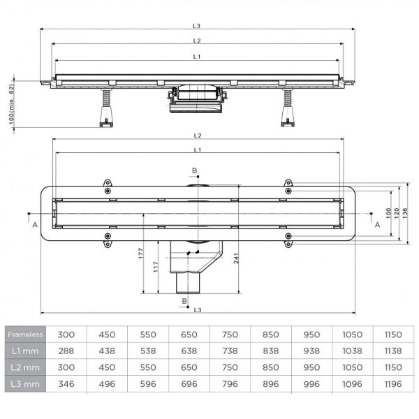 Душевой лоток Pestan Confluo Frameless Line 550 (13701230)