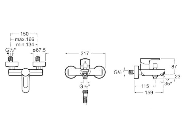 Смесительдляванны‐душаRoca L20 безаксессуаров, хром (7.5A02.0.9C0.M)