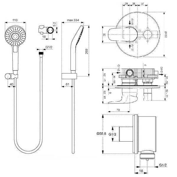 Комплект Ideal Standard CERAFLEX, 4 в 1