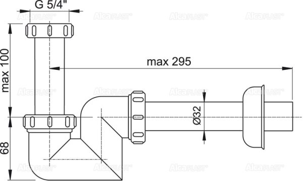Сифон для раковины или биде Alcadrain, пластик 32 мм (A45F)
