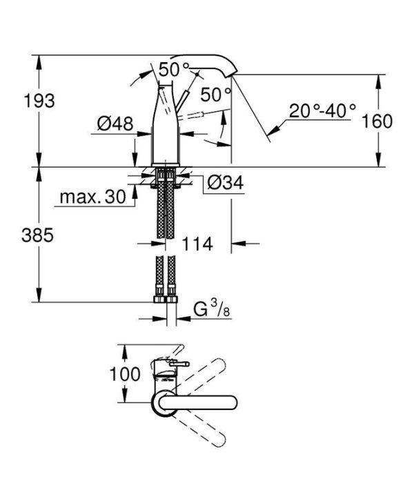 Смеситель для раковины GROHE Essence+ со средним изливом, хром (23463001)