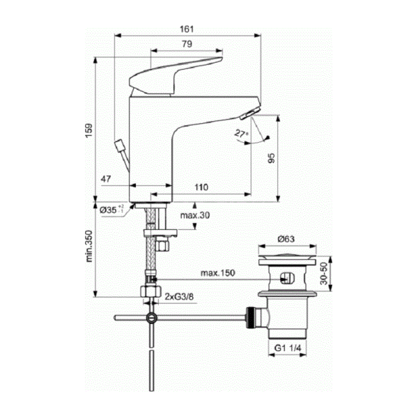 Ideal Standard CERAFLEX Набор 3-в-1 Смесители и душевой гарнитур