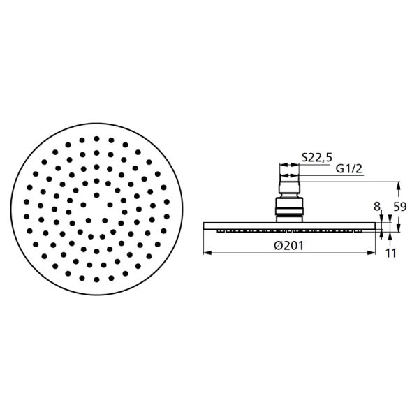 Ideal Standart B9442AA IDEALRAIN SOFT M1 Верхний душ 200 мм, хром, металлический (латунь)