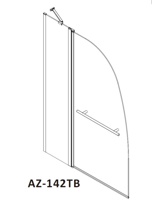 Шторка для ванны Azario BOSTON 100*140 с поручнем, хром, прозрачное стекло 6 мм. (AZ-142TB)