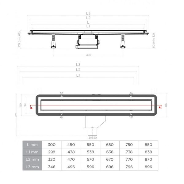 Душевой лоток Pestan Confluo Premium Black Glass Line 850 (13000295)