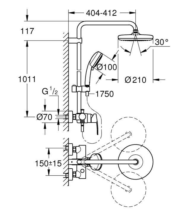 Душевая колонна Grohe Tempesta Cosmopolitan Хром (26224001)