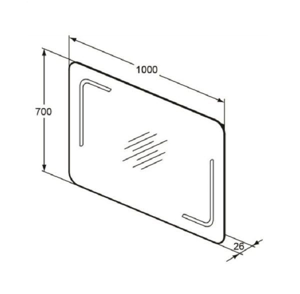 Зеркало Ideal Standard MIRROR&LIGHT 100х70, с подсветкой, скругленные углы