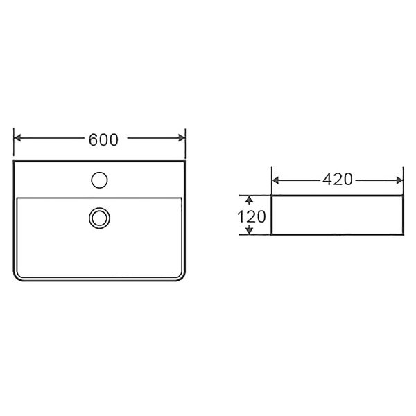 Раковина накладная Azario 600x420x130 прямоугольная, белый (AZ-2173 SP)