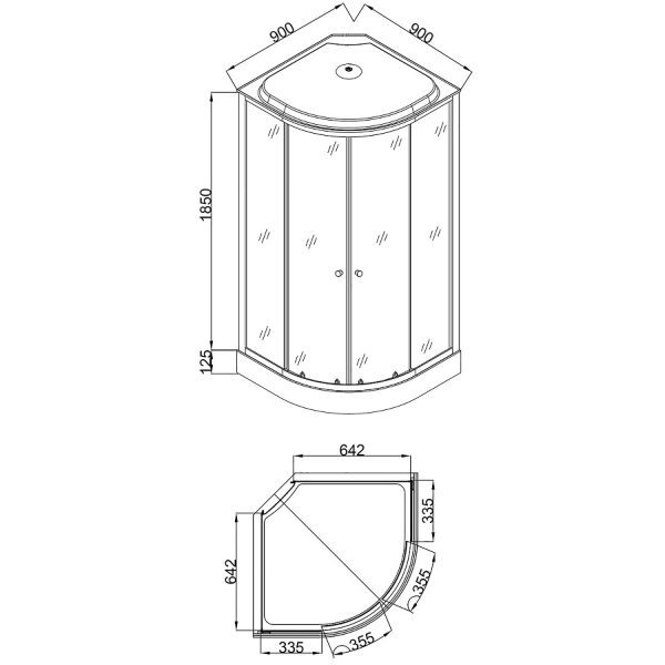 Душевая кабина Loranto 90x90x215 поддон 13 см, 4 мм прозрачное стекло с рисунком "мозайка" (CS-900-1