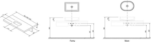 Столешница Ravak FORMY 100.0х5.0х55.0 Дуб светлый (X000000834)