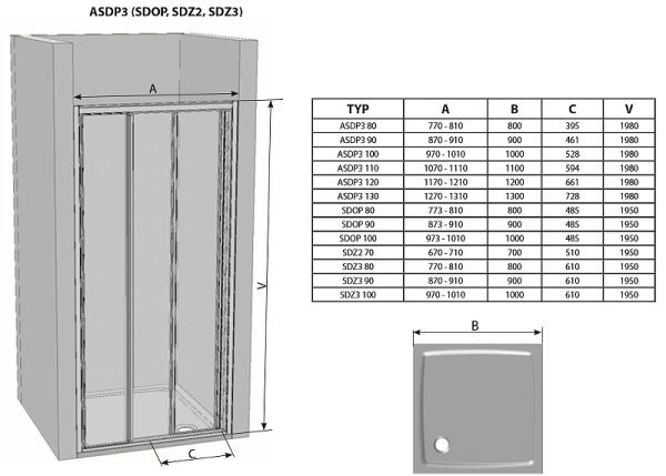 Душевая дверь Ravak Supernova ASDP3-120 стекло Transparent, профиль Белый (00VG01R2Z1)