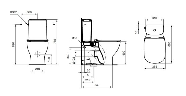 Чаша унитаза Ideal Standard Tesi напольный, без бачка, без сиденья, белый ( T008201)