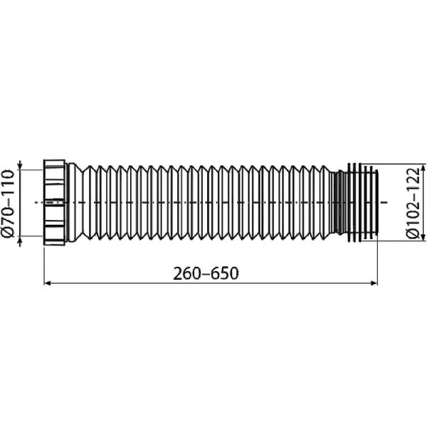 Гибкая подводка Alcadrain для выпуска унитаза 70/110x102/122 (A97L)