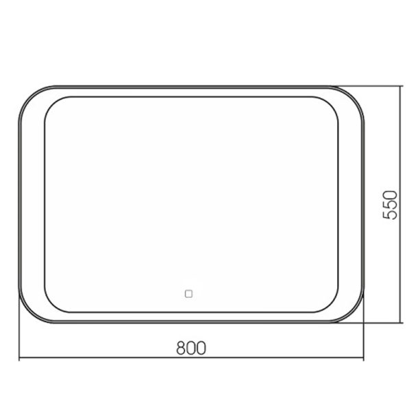 Зеркало AZARIO Индиго-2 800х550 c подсветкой и диммером, сенсор выкл+подогрев (ФР-00001702)