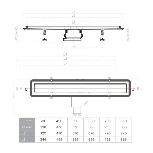 Душевой лоток Pestan Confluo Premium Black Glass Line 550 (13000292)