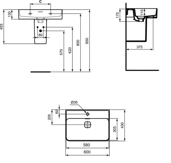 Раковина Ideal Standard STRADA II 60 см., белая