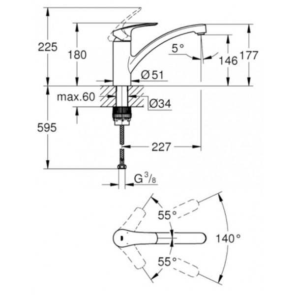 Смеситель Grohe Eurosmart для кухонной мойки (33281003)