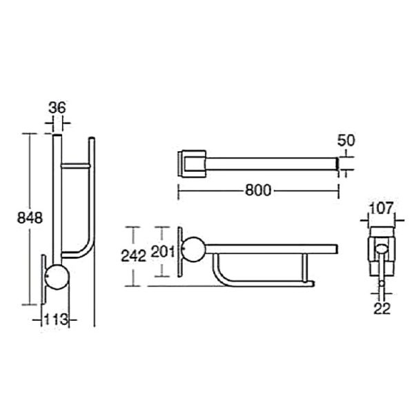 Складной шарнирный опорный поручень 80 см Ideal Standard CONTOUR (S6360AC)