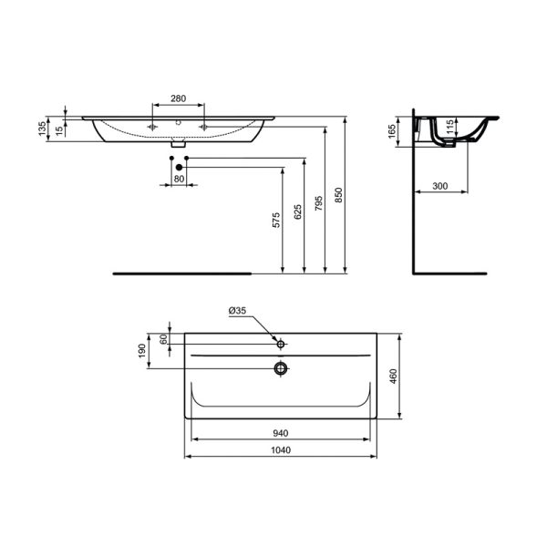 Раковина Ideal Standard CONNECT AIR Vanity 104, белая (E027401)