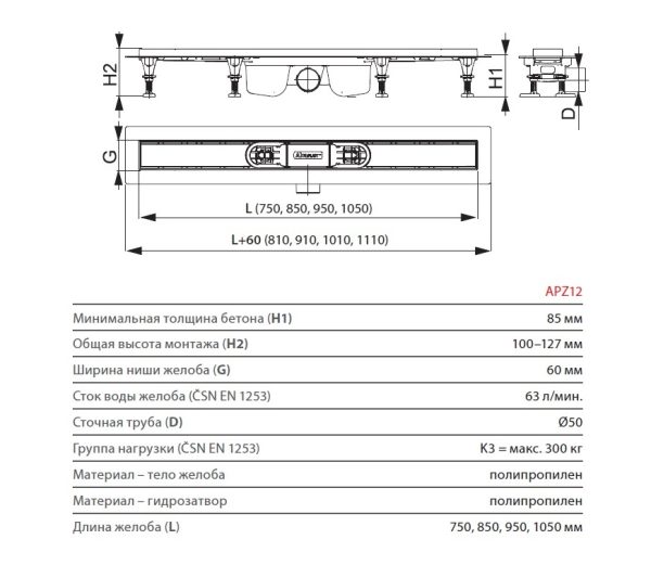 Душевой лоток Alcadrain Optima без решетки (APZ12-750)