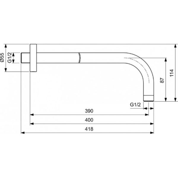 Держатель верхнего душа Ideal Standard IdealRain настенный 390 мм, черный (B9445XG)