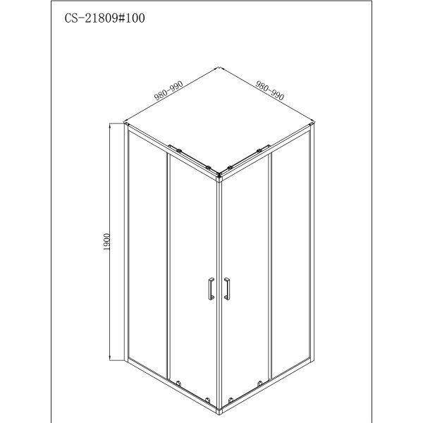 Душевое ограждение Loranto NEO 100x100x190 прозрачное закаленное стекло 5 мм, профиль серебро, без п