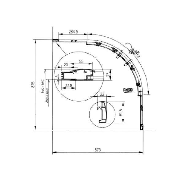 Душевое ограждение (комплект) Ravak: душевой уголок Blix Transparent XP2CP4-90 + поддон Ronda-90PU с