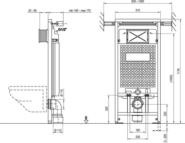 Ravak X01459 Монтажный блок G/1200 для подвесного унитаза