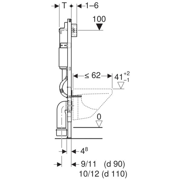 Инсталляция Geberit DuofixBasic для подвесного унитаза, 112 см, со смывным бачком скрытого монтажа D