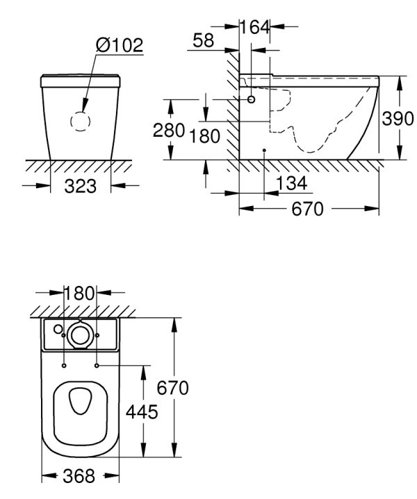 Чаша унитаза-компакт Grohe Euro Ceramic 39338000 без сиденья