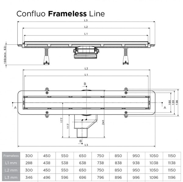 Трап для душа Pestan Confluo Frameless Line 750 Black Glass с решеткой (13701205)