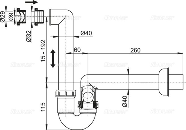 Сифон для сбора конденсата Alcadrain DN40 (AKS2)