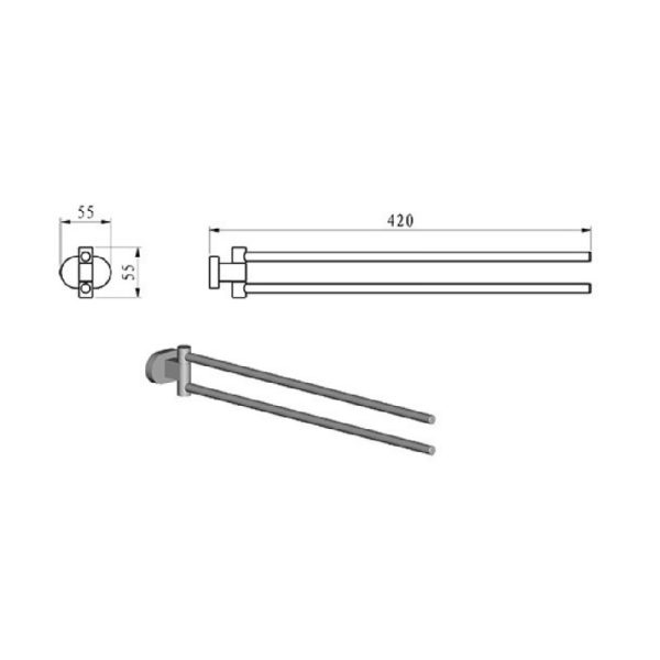 Полотенцедержатель Ravak Chrome двойной, хром (X07P319)