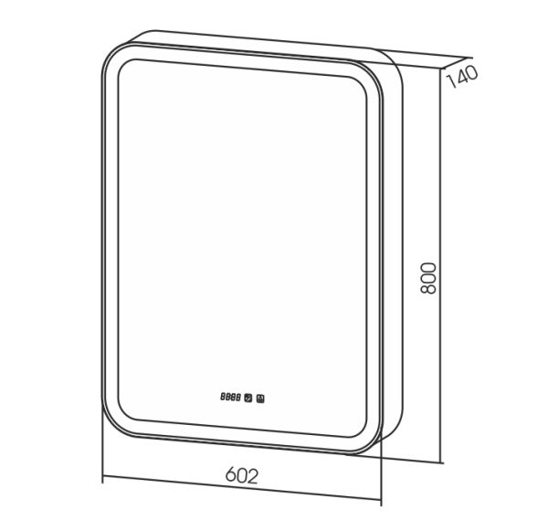 Зеркало-шкаф AZARIOФиджи 60 602х800х140 c подсветкой и диммером + часы (LED-00002363)