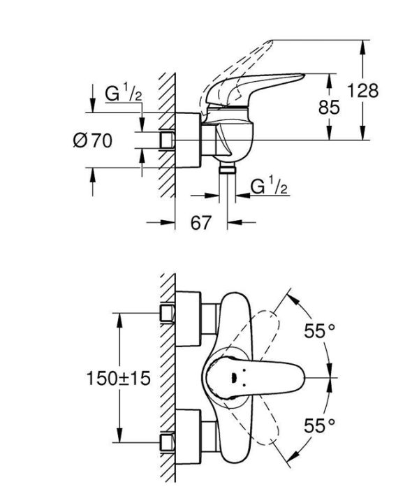 Смеситель для душа GROHE Eurostyle, белая луна (23722LS3)