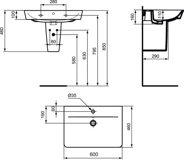 Раковина Ideal Standard CONNECT AIR Cube 60 см, белая (E074201)