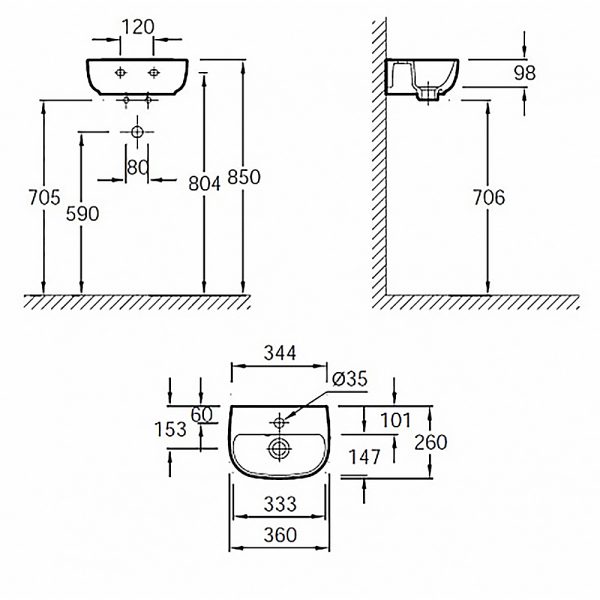 Раковина-рукомойник Jacob Delafon Odeon Up 36 см, белый (E4761-00)